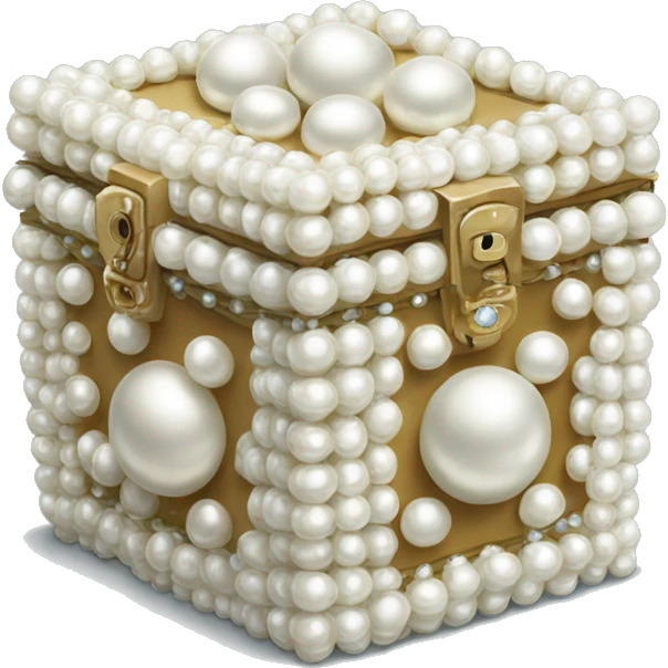 A box made of pearls with a little mirror emoji