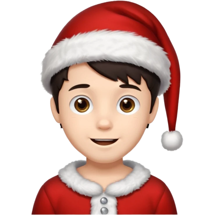 menino trajes natalinos e um olhar feliz e cabelo escuro emoji