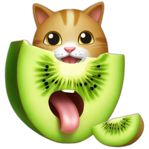 cat eating kiwi emoji
