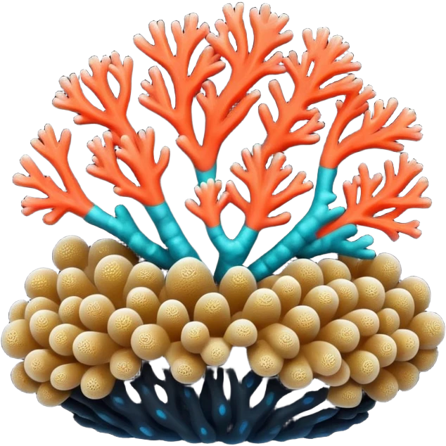 Black background and small coral emoji