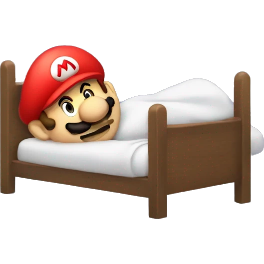 super mario sleeping in bed emoji