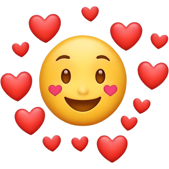 Smiling cute emoji with hearts emoji