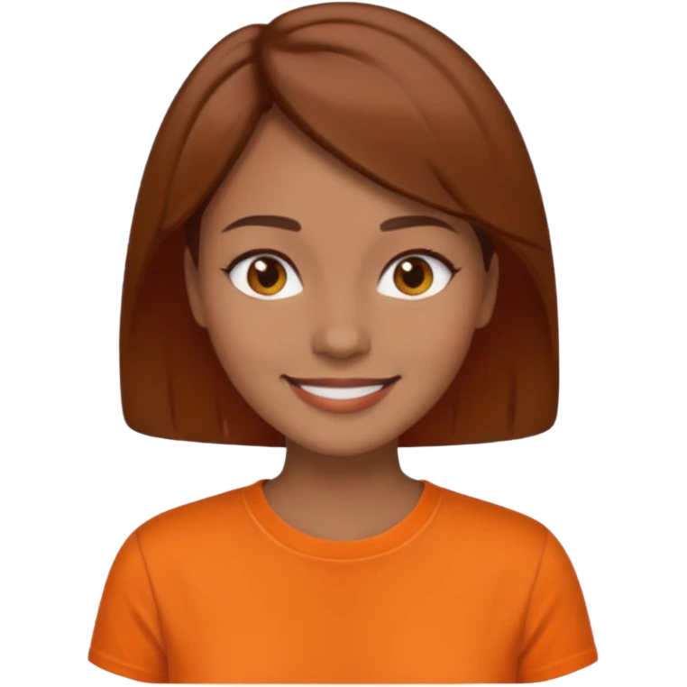 medium tone skin, short brown hair orange shirt woman emoji
