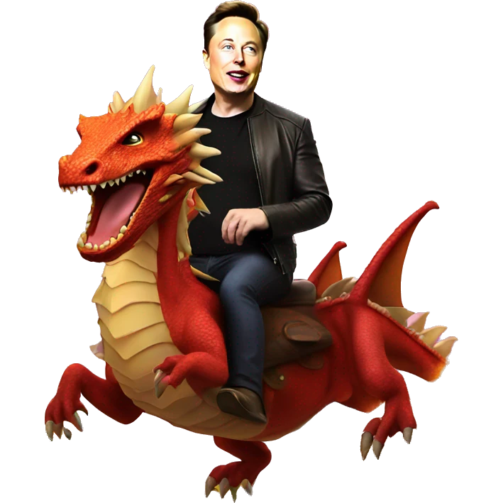 Elon Musk riding on dragon in spce  emoji