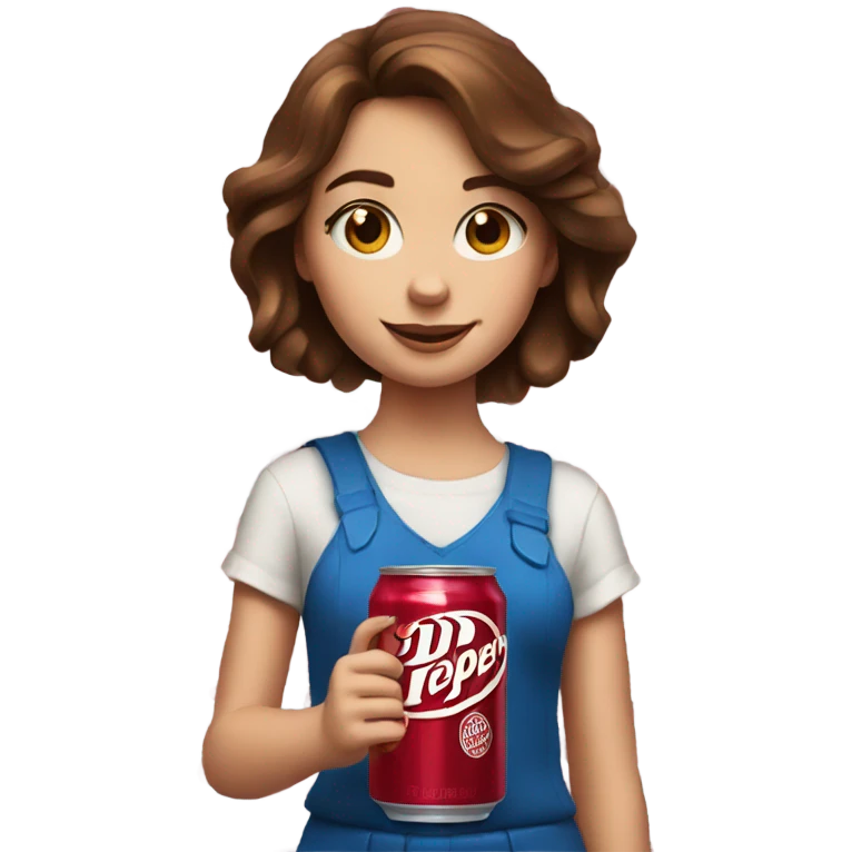 Drinking dr pepper Brown hair girl blue eyes emoji