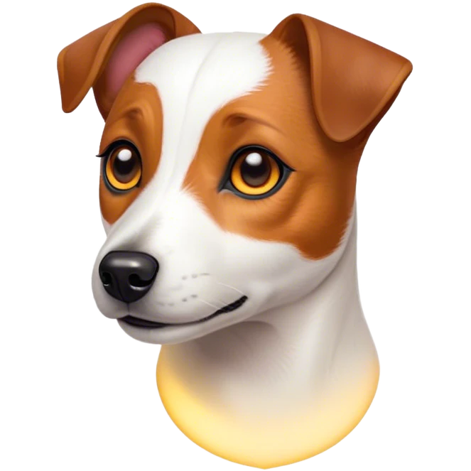 Cinematic Noble Jack Russell Terrier Portrait Emoji, Poised and spirited, with a compact, agile build in rich, warm tones, bright, alert eyes, perky ears, and a determined, lively expression, Simplified yet sharp and sophisticated features, highly detailed, glowing with a warm, natural luminescence, high shine, intelligent and resilient, stylized with an air of energetic authority, focused and alert, soft glowing outline, capturing the essence of a watchful and confident Jack Russell Terrier that appears ready to bound out of the screen with effortless energy! emoji