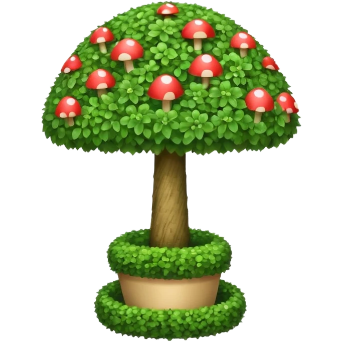 mushroom shaped topiary tree emoji, umbrella shaped green bush, cute emoji style, white background emoji