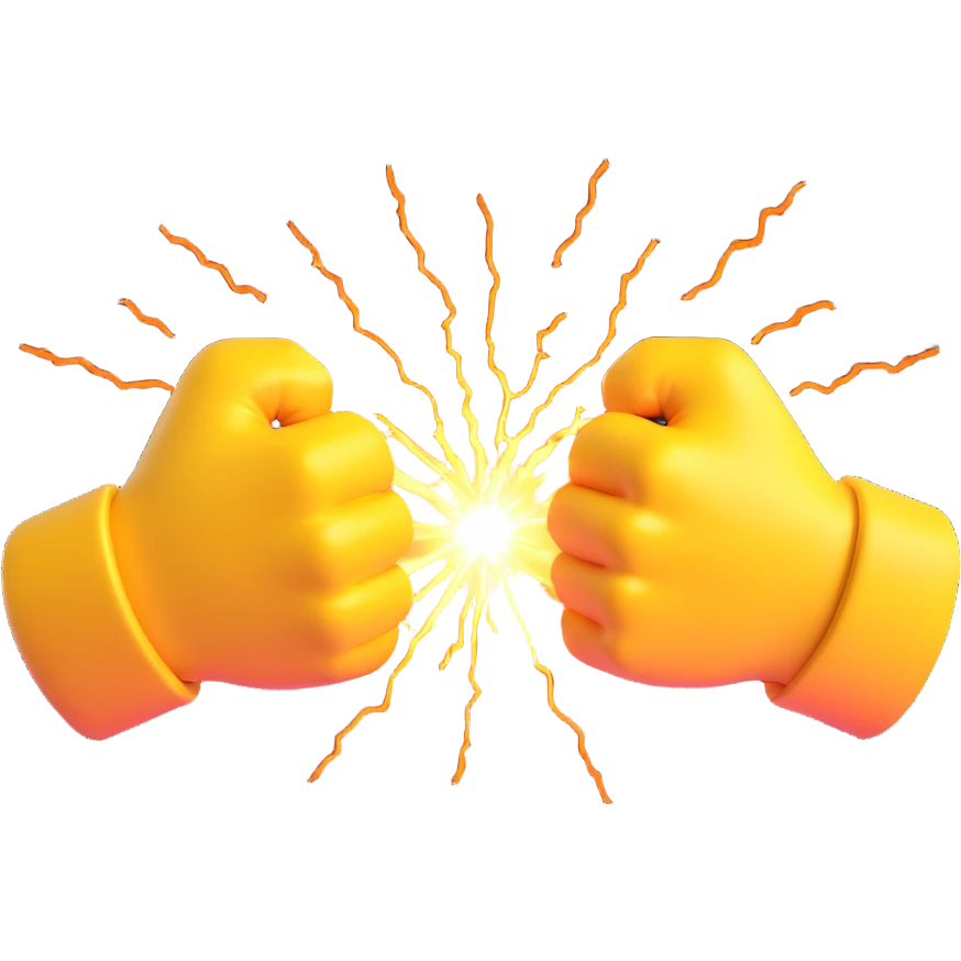two fists clashing with energy sparks, 3D emoji style emoji