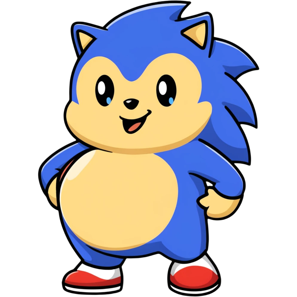 Sonic the hedgehog character with pregnant belly emoji