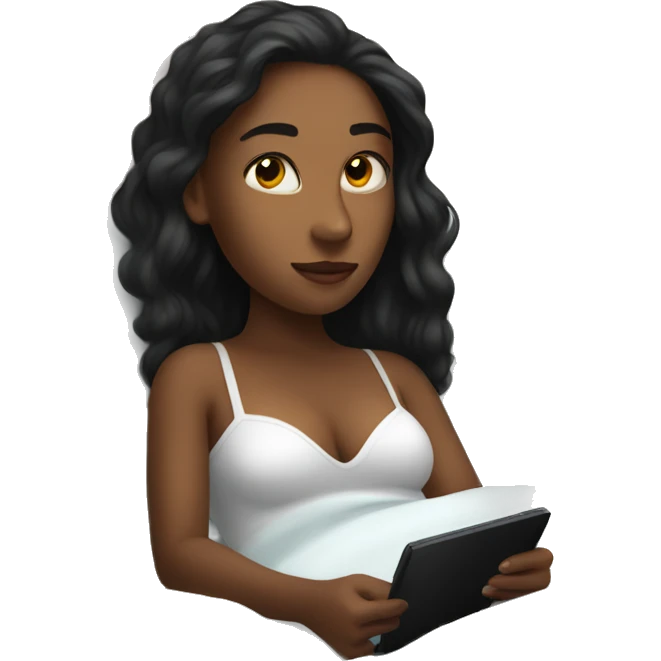 Girl in bed with kindle  emoji