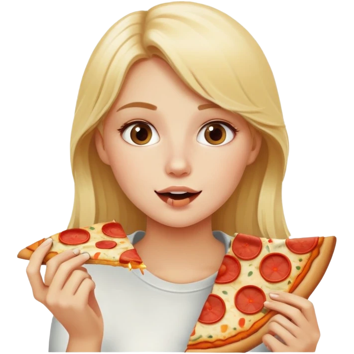 Blonde girl eating pizza  emoji