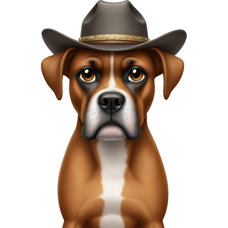 boxer dog with cowboy hat emoji