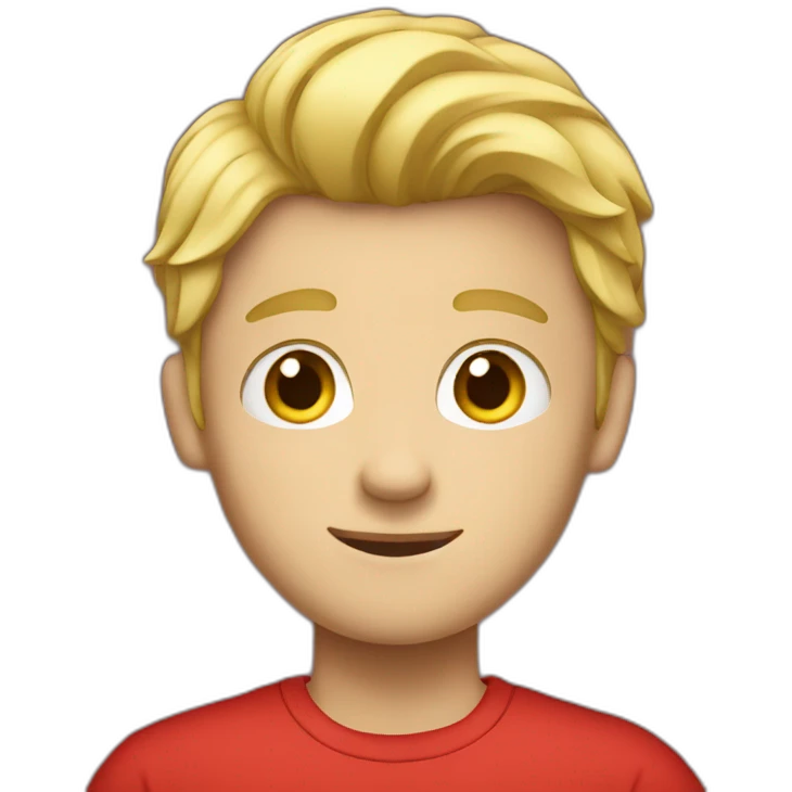 blond teenage boy with red shirt emoji