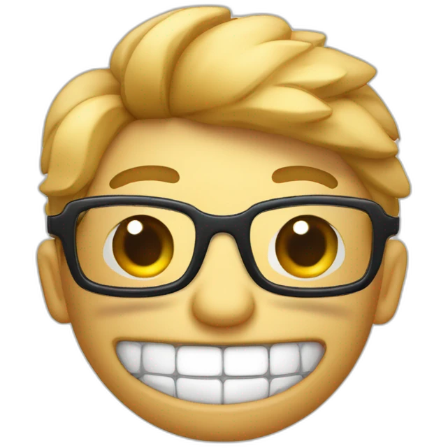 Itello avec un appareil dentaire et des lunettes qui lève le doigt emoji