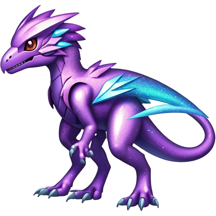 Shiny Sparkly Glittery Nebula Futuristic Fakemon-Pokemon-Digimon-Spectrobes-Raptor-fusion, full body emoji