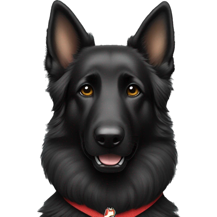 long haired black German shepherd dog wearing no 1 Kansas City Chiefs jersey  emoji