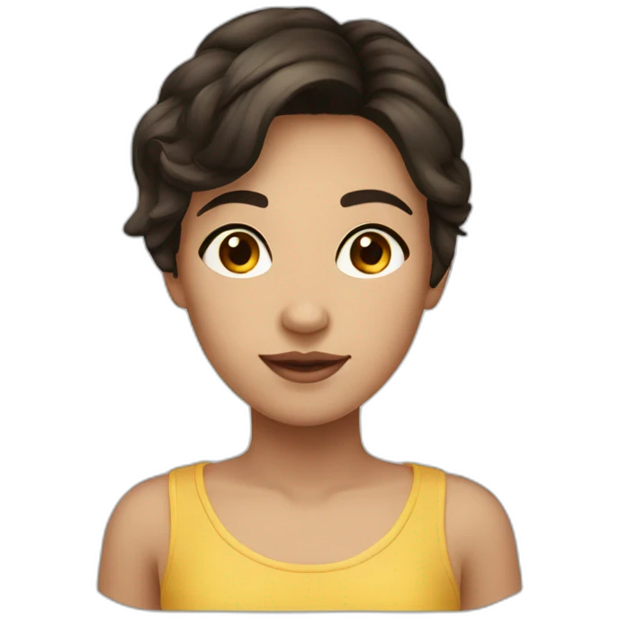 a girl with short dark brown hair and brown eyes emoji