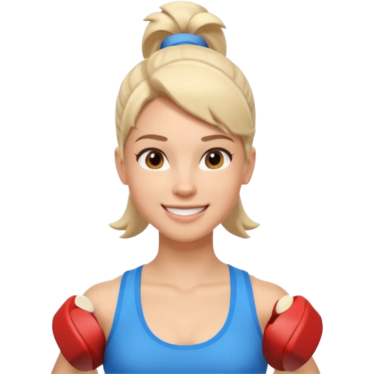 cute fitness coach portrait, head and shoulders only, sporty tank top, friendly smile, strong look, 3D cartoon, mobile game icon style, clean background, no text, no watermark
 emoji