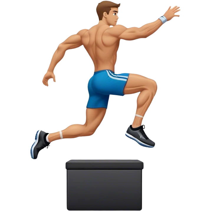 man jump onto plyo-box side-view emoji