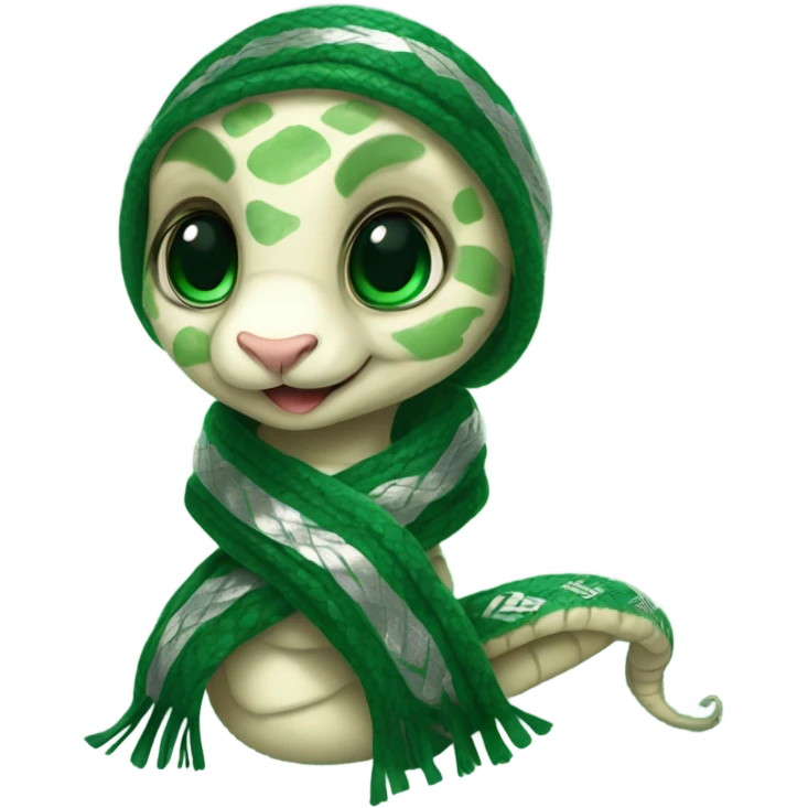 cute baby snake with Slytherin scarf emoji