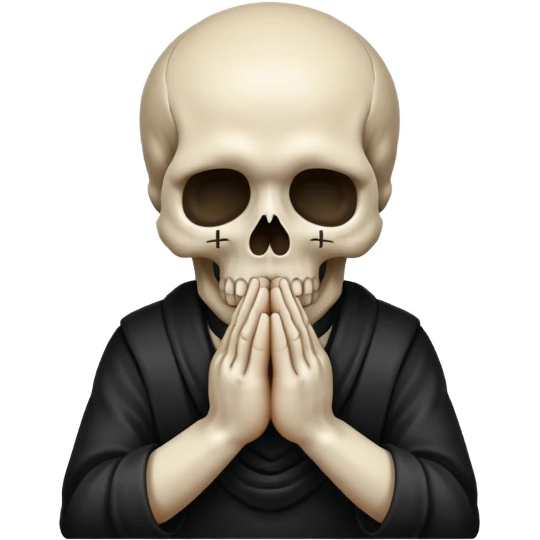 skull with praying hands, simple, clear, expressive emoji emoji