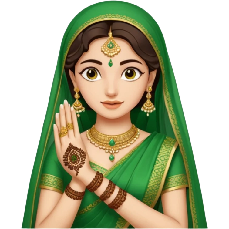 bride in mehendi Ceremony in green saree emoji