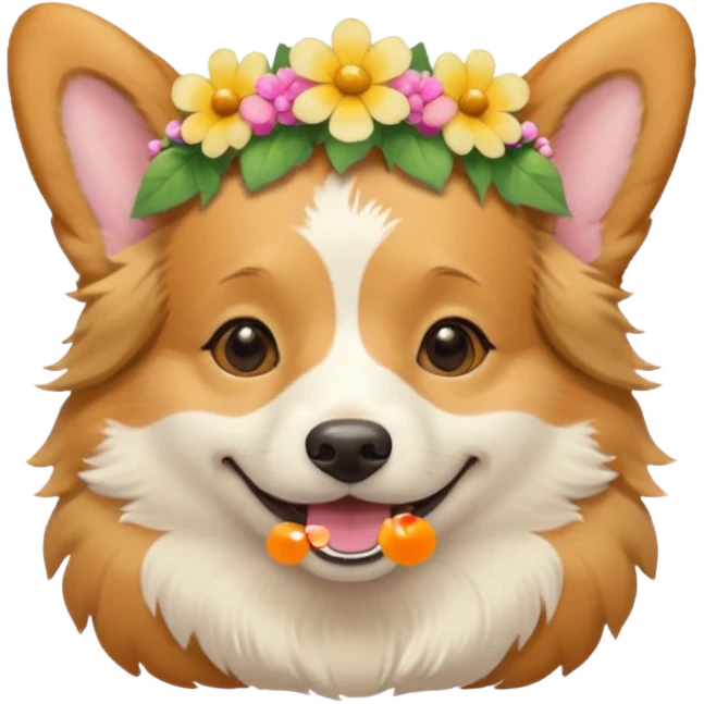 Corgi dog wearing a flower crown emoji
