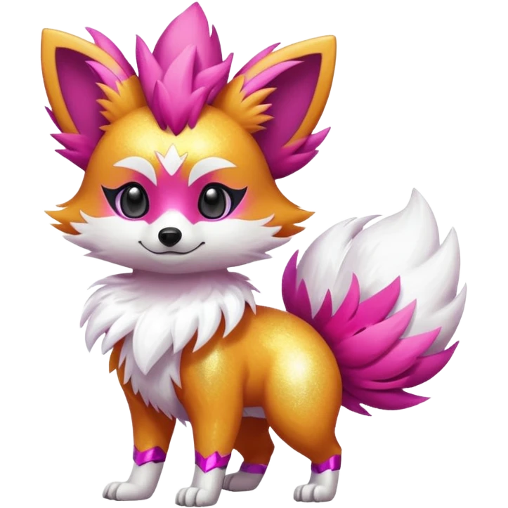 Electric shiny glittery shimmering shimming snowy white pink magenta feathery Fennekin-Growlithe-Electrike-fusion (full body) emoji