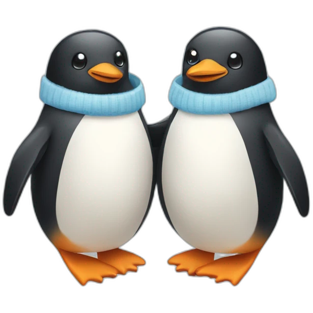 two penguins hugging and holding socks emoji