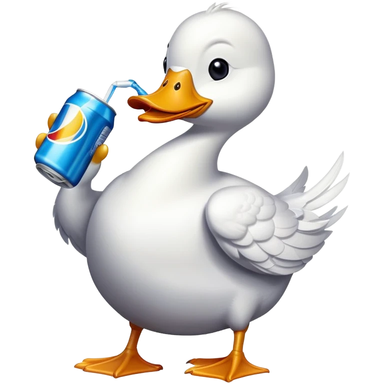 A duck holding a soda emoji
