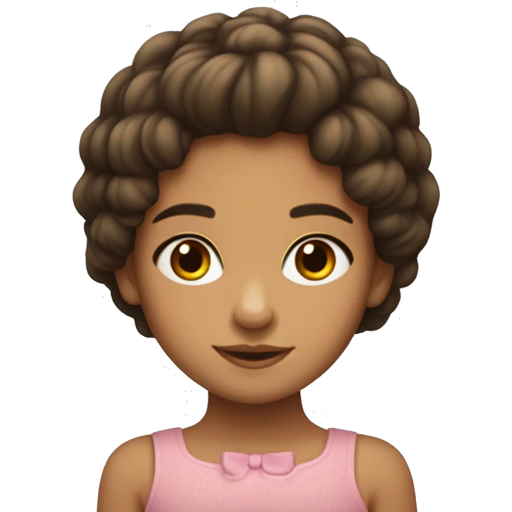niña morena con el pelo castaño corto alegre y ojos pequeños emoji