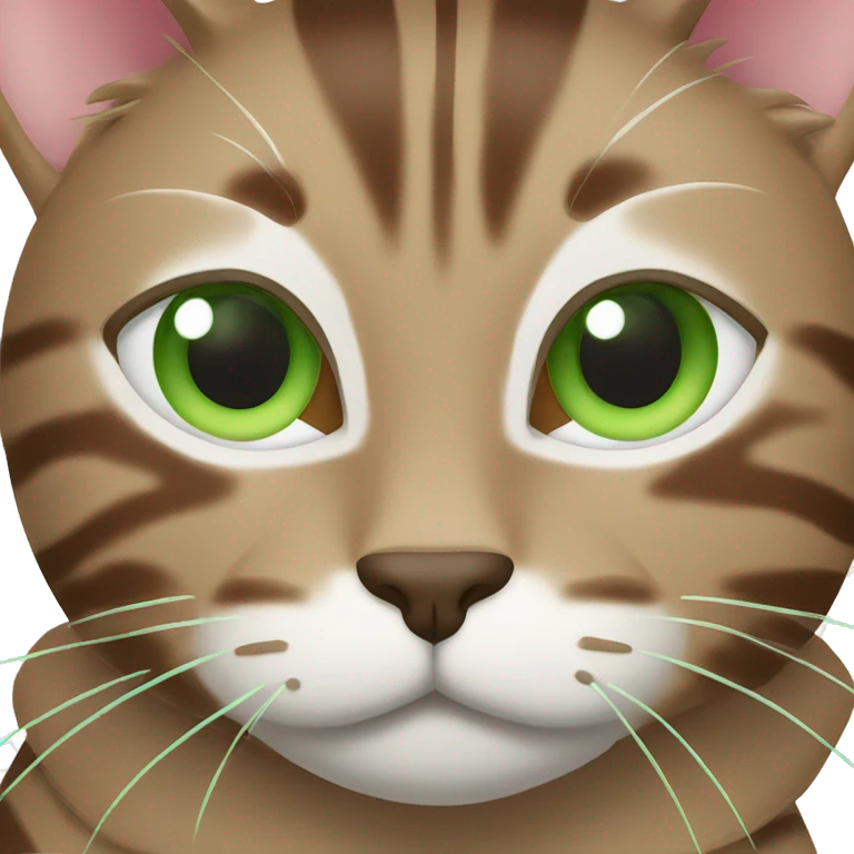 Brown striped cat with green eyes emoji
