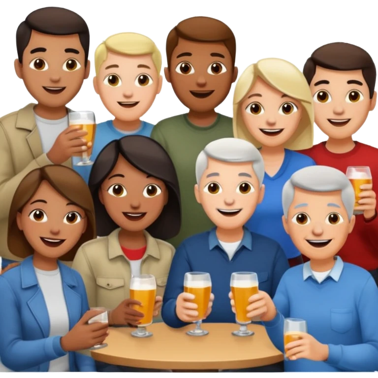 Hundreds of young people, adults and seniors in casual clothing densely packed as a crowd at an afterwork meeting emoji