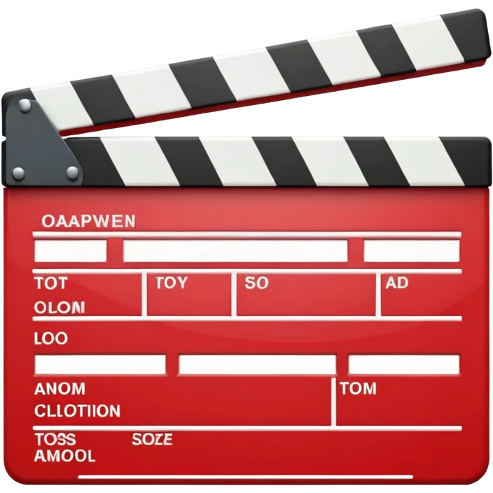 red clapperboard used in filmmaking, cute and stylish design emoji