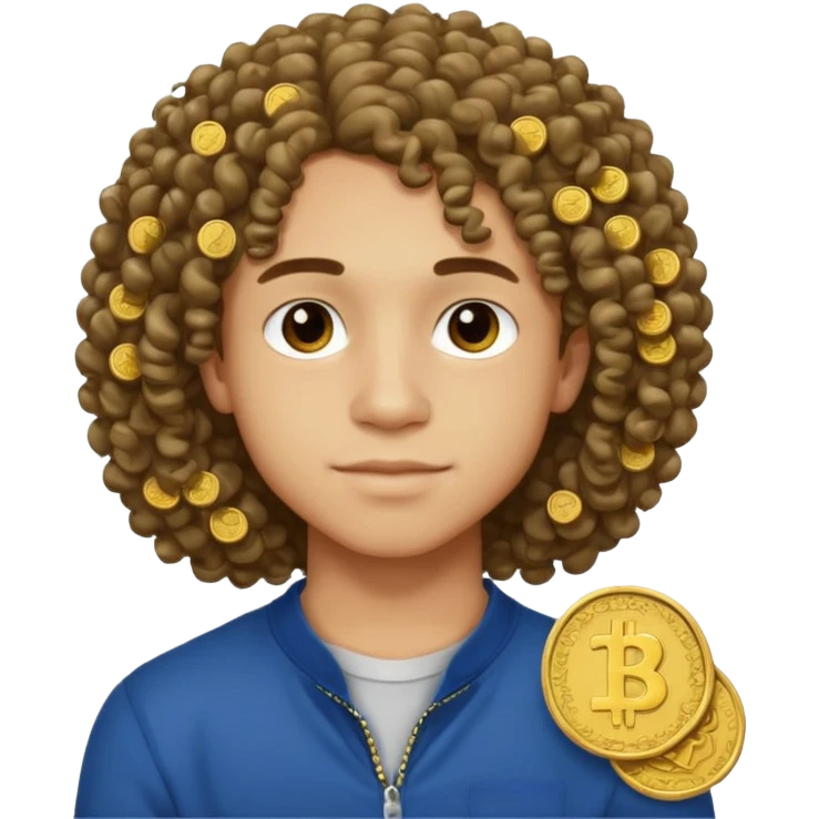 17 year old lightskin boy with shoulder length curly hair with lots of 25 cent coins emoji