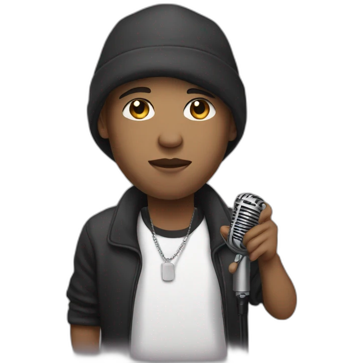 rapper mixed race with a mic emoji