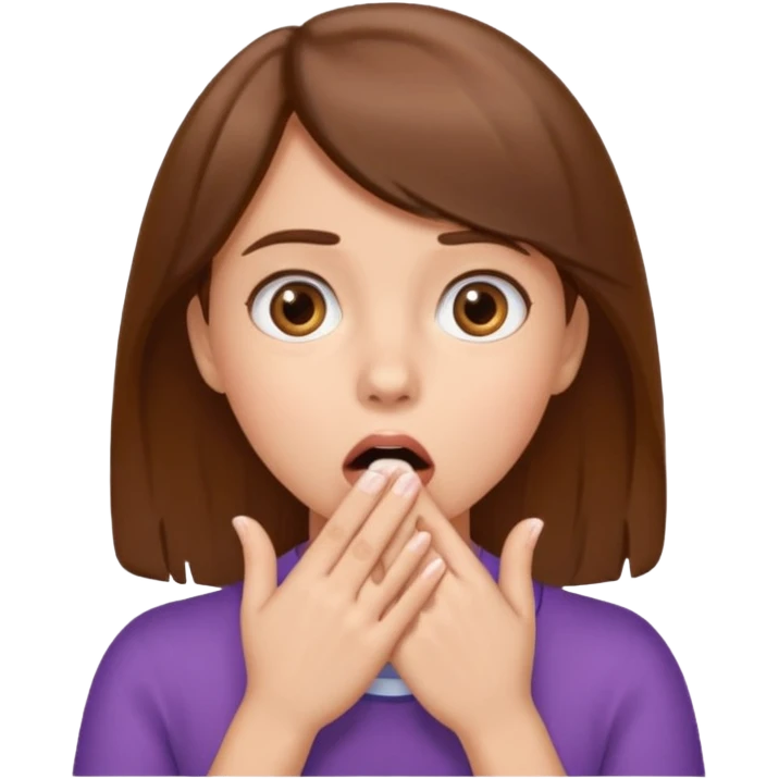 elleri ağzında şaşrımıs bir kız çocuğu emoji