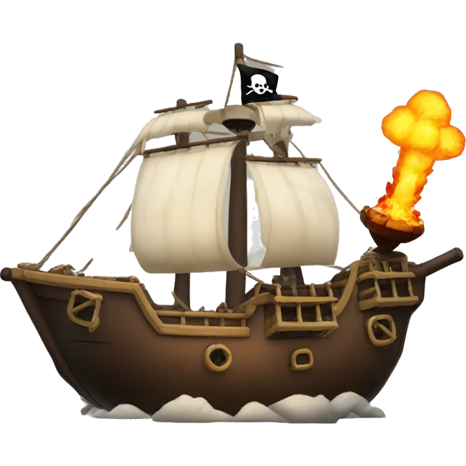Pirate ship shooting a bomb emoji