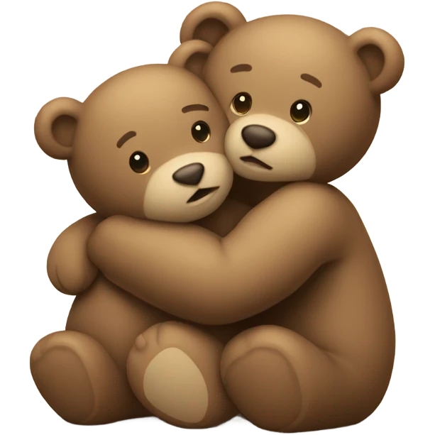 a light teddy bear hugging a darles teddy bear with a beige heart on their side emoji