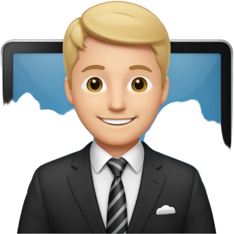 a white man works in an office emoji