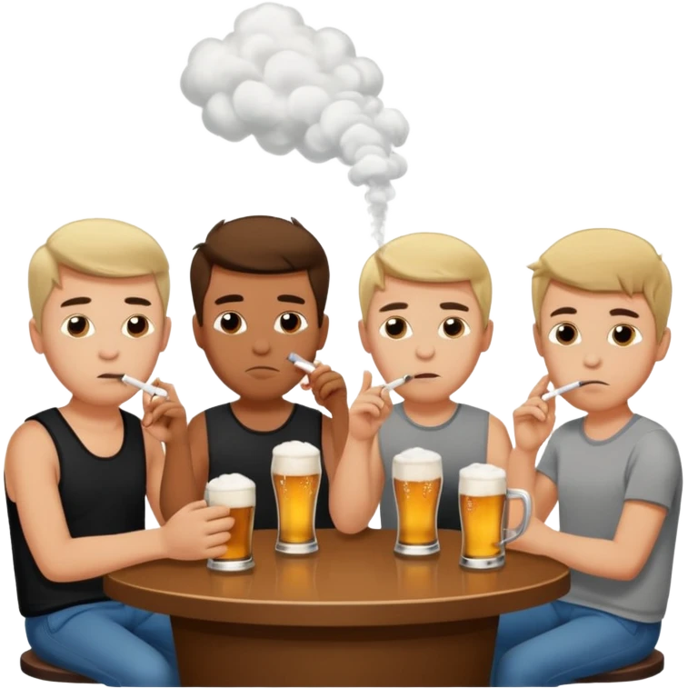 Drinking 100 beers and cigarettes with the Caucasian boys with serious faces at a dive bar emoji
