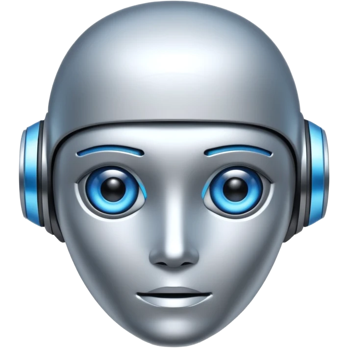 futuristic robot with blue eyes representing AI emoji