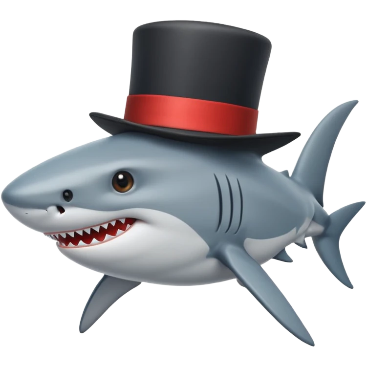 Shark with a top hat emoji