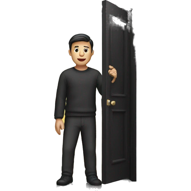 men opening a black door emoji