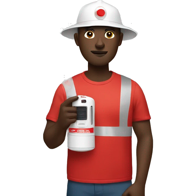 Dark skinned man holding Smoke alarm  emoji