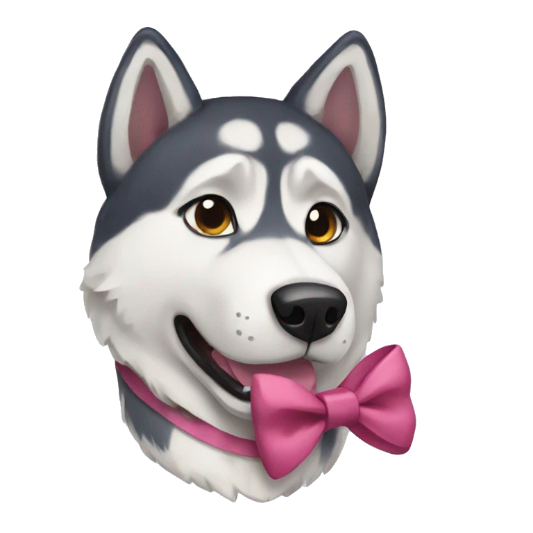Husky wearing a bow emoji