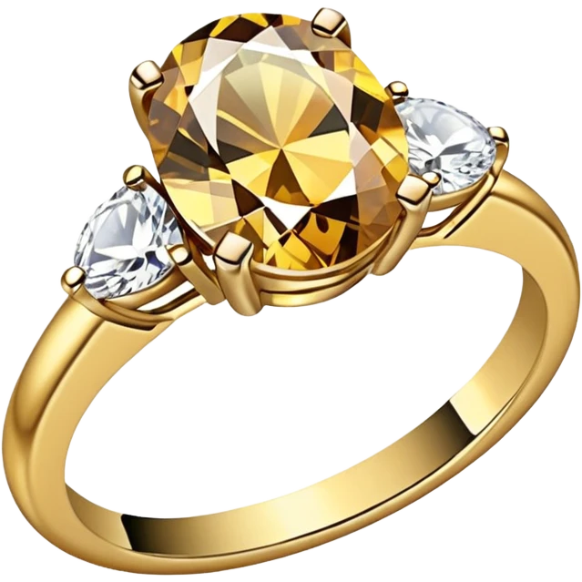 a gold diamond ring, plain band and large oval diamond stone emoji
