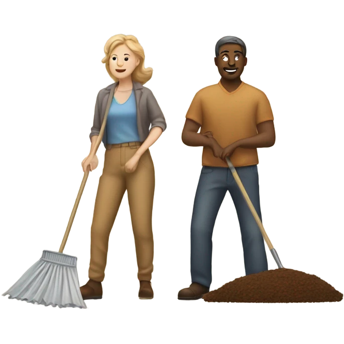White man an brown woman raking a nap emoji