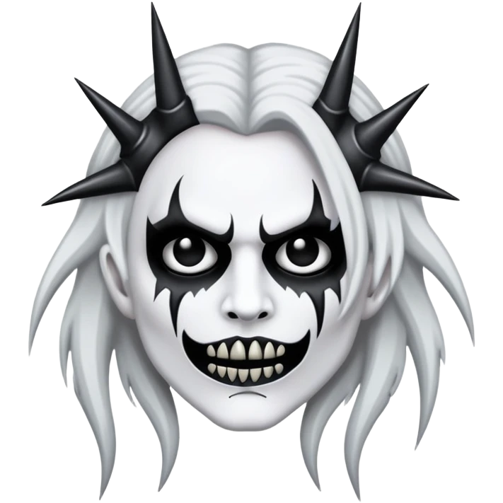 black metal themed emoji with dark gothic elements, corpse paint, spiked accessories emoji