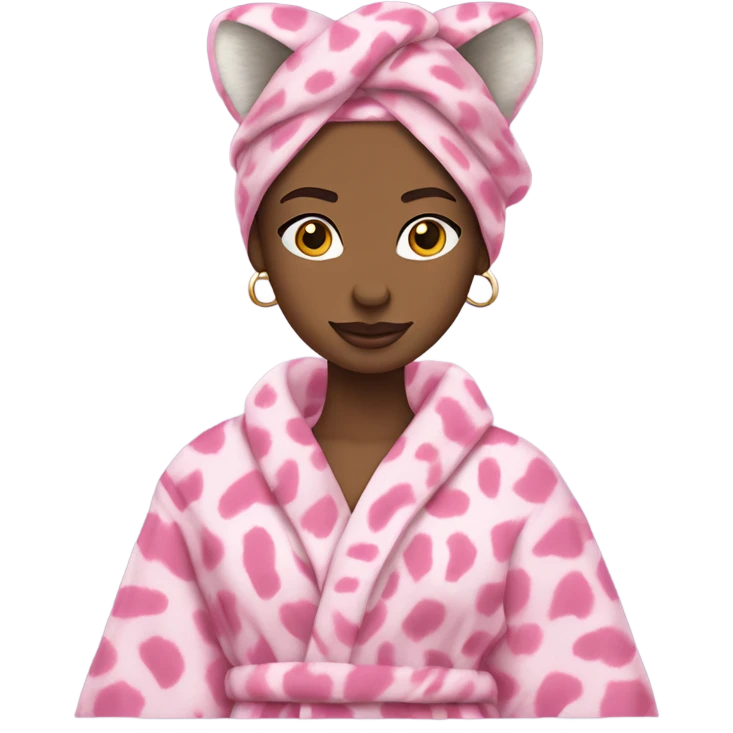 Pink robe with white Cheetah print ￼￼ emoji